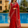 Red Mul Mul Cotton Saree