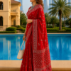 Red Mul Mul Cotton Saree