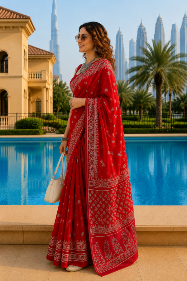 Red Mul Mul Cotton Saree